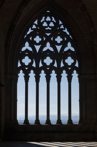 Low angle view of colonnade in building