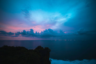 Scenic view of sea against sky at sunset