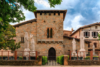 Low angle view of historic building against sky