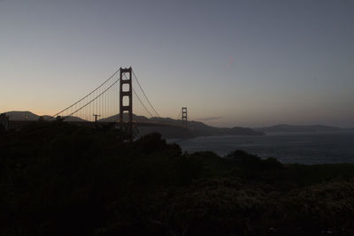Suspension bridge at sunset