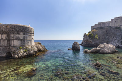 Scenic view of sea against clear sky