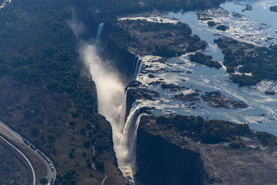 High angle view of wave on land