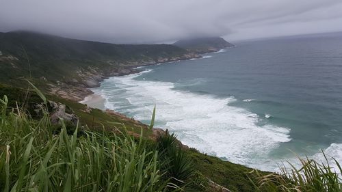 High angle view of calm beach