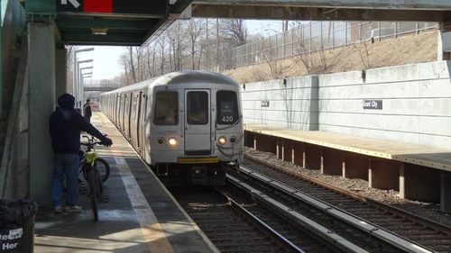 Train on railroad station platform