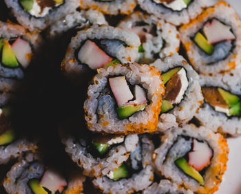 High angle view of sushi in plate