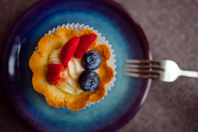 Directly above shot of breakfast served in bowl