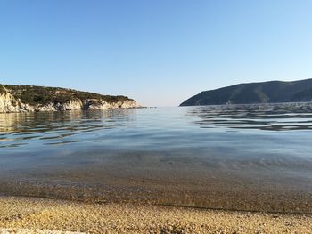 Scenic view of sea against clear sky