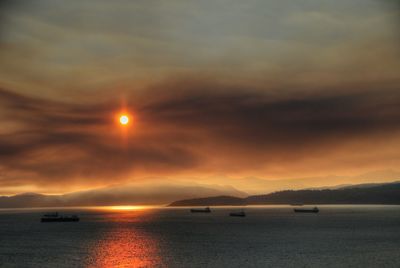 Scenic view of sea against sky during sunset