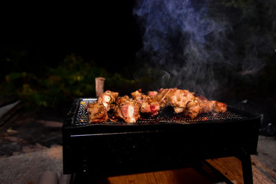 Meat on barbecue grill