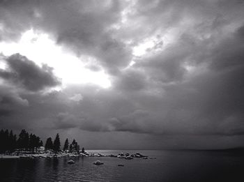 Scenic view of sea against cloudy sky