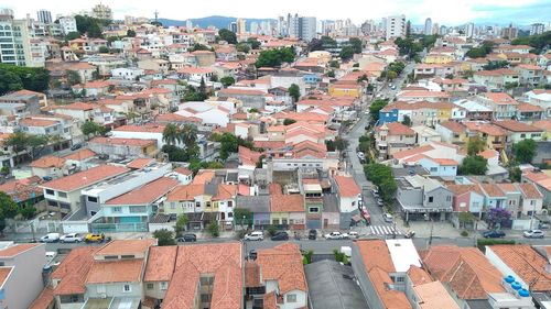 Aerial view of houses in city