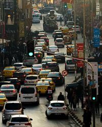 High angle view of traffic on road