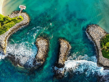 High angle view of rocks in swimming pool