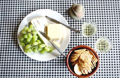 High angle view of food in plate