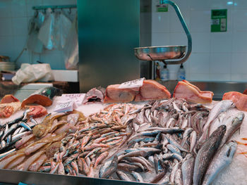 Close-up of seafood for sale at market stall