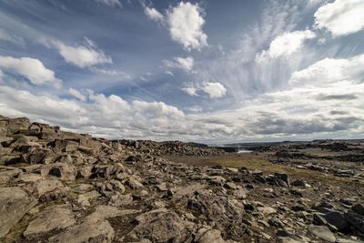 Scenic view of landscape against sky in the north of iceland 