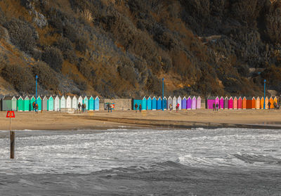 Scenic view of beach against mountain