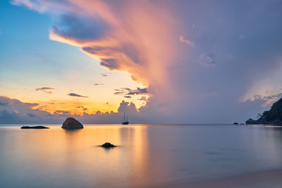 Scenic view of sea against sky during sunset