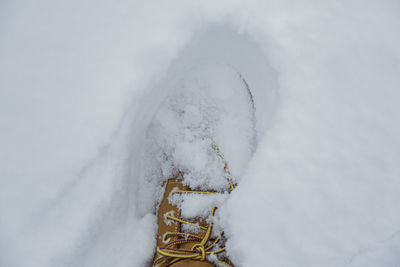 High angle view of icicles on snow covered mountain