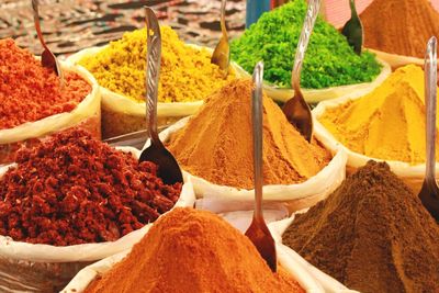 Close-up of food on market stall