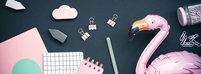 High angle view of text on paper at table