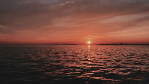 View of sea against sky during sunset