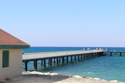 Scenic view of sea against clear sky