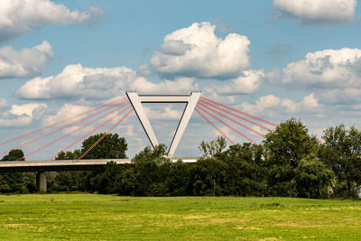 Low angle view of field against sky