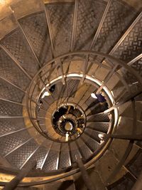 Directly below shot of spiral staircase in building