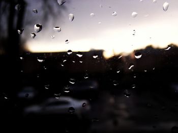 Close-up of water drops on glass