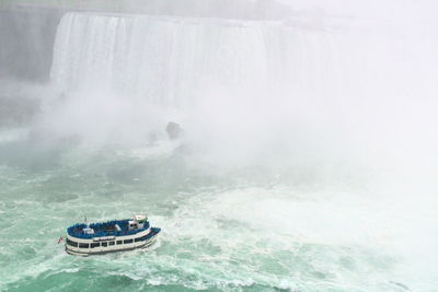 Scenic view of boat in water