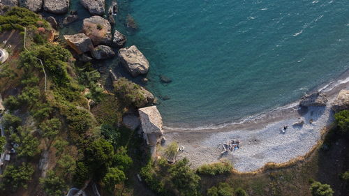 High angle view of beach near paliohora kalamata