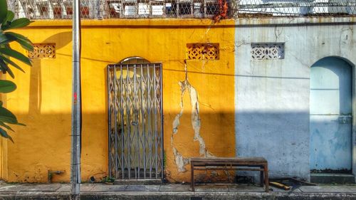 Closed door of old building