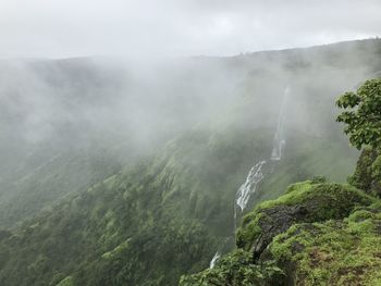 View of fog over mountain