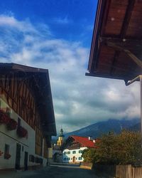 Low angle view of buildings against sky