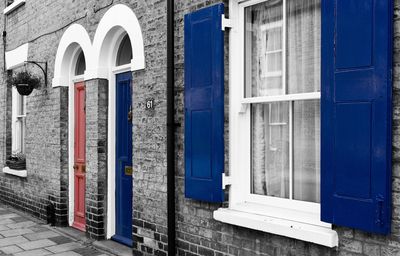 Blue door of building