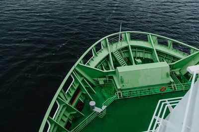 High angle view of ship in sea