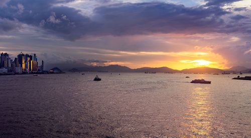 Scenic view of sea against sky during sunset