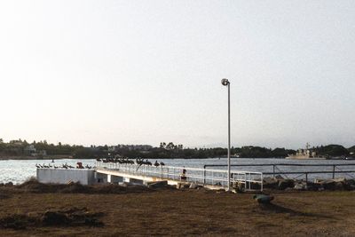 Scenic view of river against clear sky