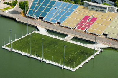 High angle view of stadium