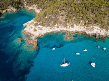 High angle view of sea waves