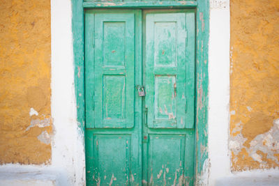 Closed door of old building