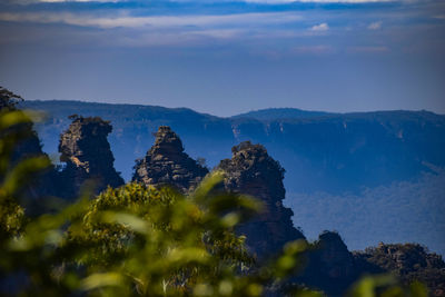 Scenic view of mountain range against sky