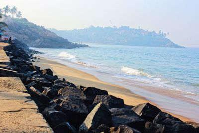 Scenic view of sea against clear sky