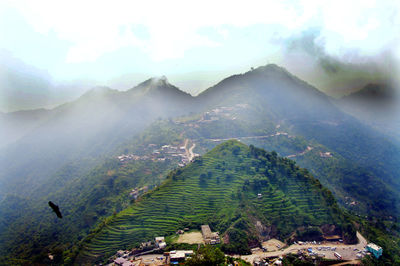 High angle view of landscape against sky