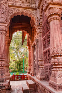 Ancient hindu temple architecture from unique angle at day