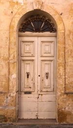 Closed door of old building