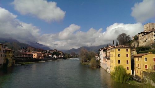 View of river with buildings in background