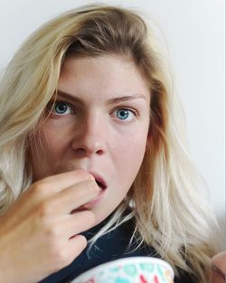 Close-up portrait of beautiful young woman