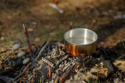 Close-up of coffee on fire